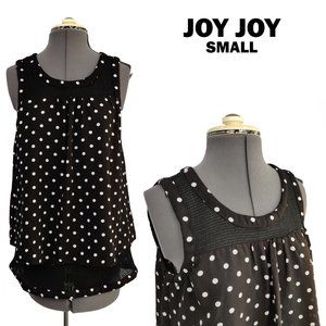 JOY JOY Tank Top Polka Dot Layered Black White S
